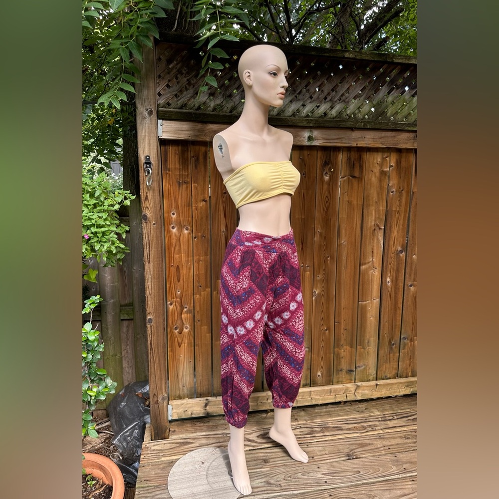 Red, Fushia & Indigo Patterned Harem Style Pants